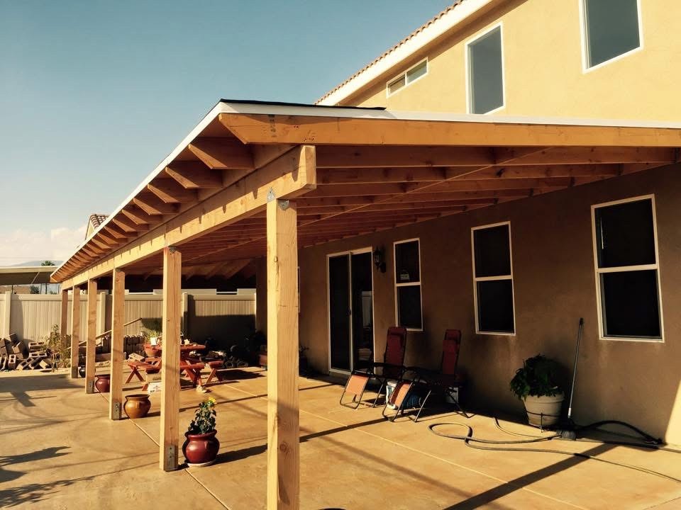 Covered patio structure under construction