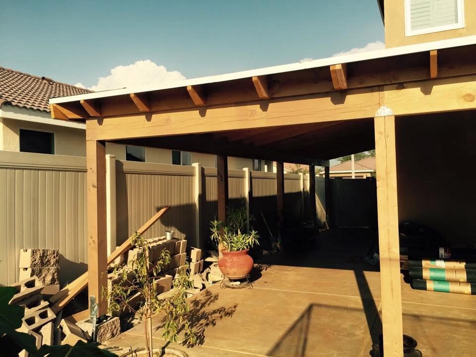 Covered patio structural framing